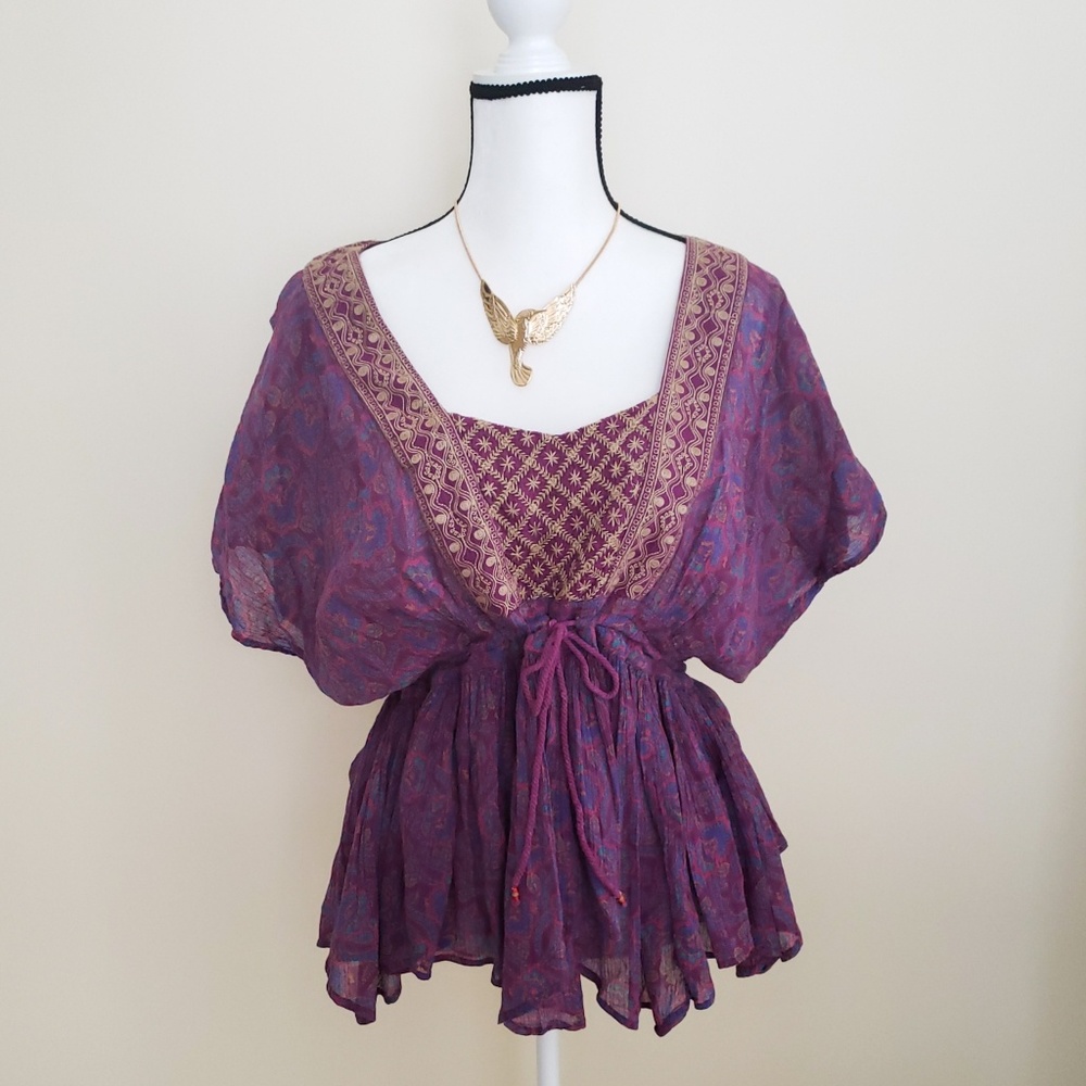 3/$20 FREE PEOPLE spring tie mall embroidery
